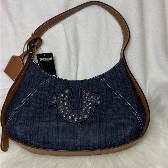 True Religion Blue and Brown Shoulder Bag - Picture 6 of 9